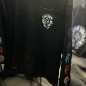 Chrome Hearts Black Crewneck Sweater with Multicolor Accents